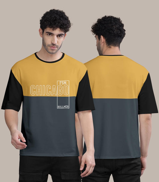 Trendy Cotton Blend Colorblock/Typography Print Oversized T-Shirt for Men's - Style Haven - Fashion247.in: Exclusive T-Shirts & Sweatshirts Boutique